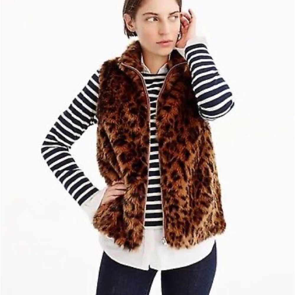 J Crew Faux Leopard Vest